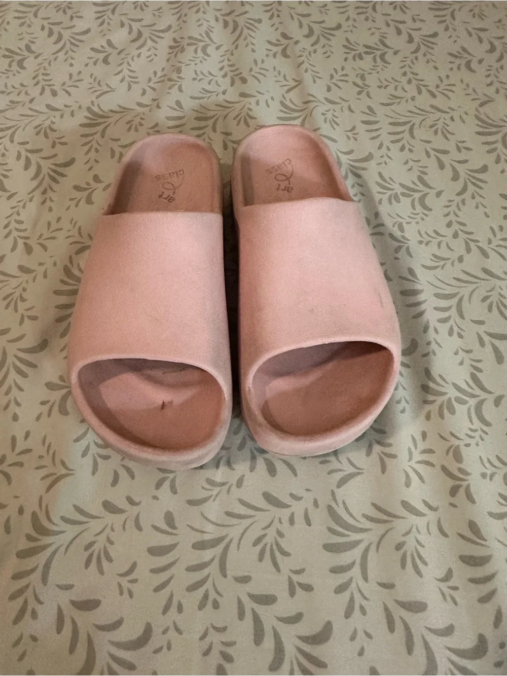 Art Class Slide Sandals in Blush Pink - Minimal Open-Toe Comfort